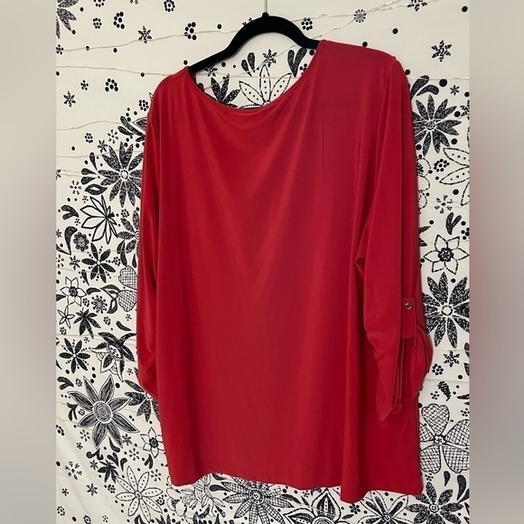Burnt orange three quarter sleeve plus size top with gold button detail - Picture 9 of 10